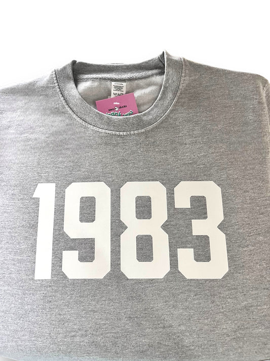 1983 Birth year Sweatshirt White/ Heather Grey - XS