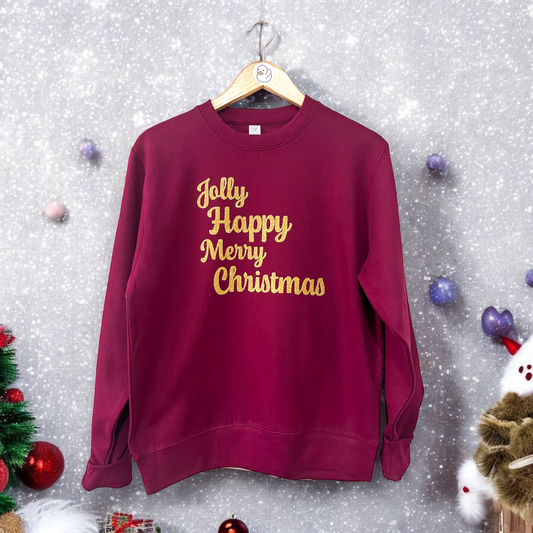 Jolly, Happy, Merry Christmas Kids Sweatshirt