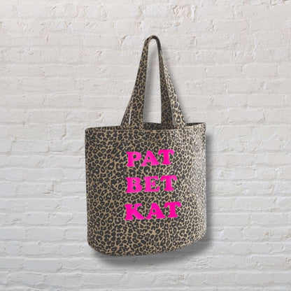 Pat, Bet & Kat leopard print 100% recycled tote bag