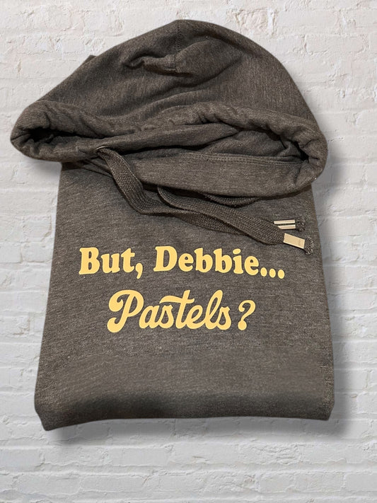 But Debbie... Cowl Neck Hoodie - Charcoal/Tangerine - L
